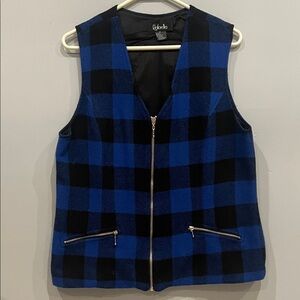 Rafaella Blue and Black Checkered Vest